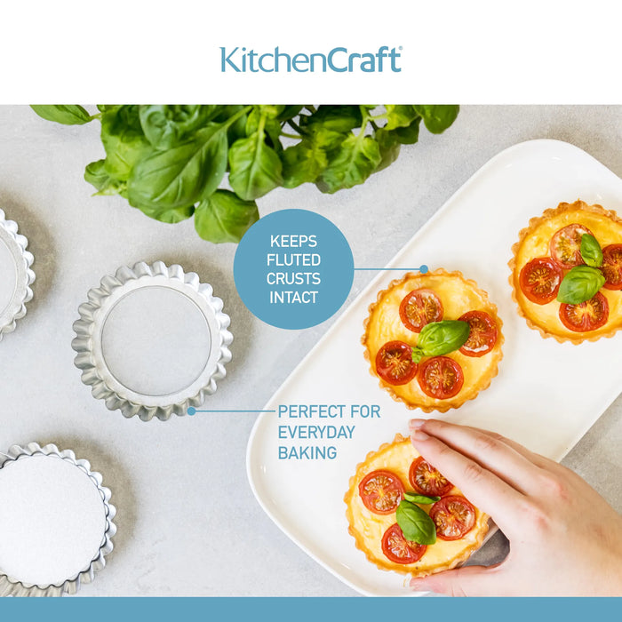 KitchenCraft Set of Six 10cm Loose Base Tart Tins