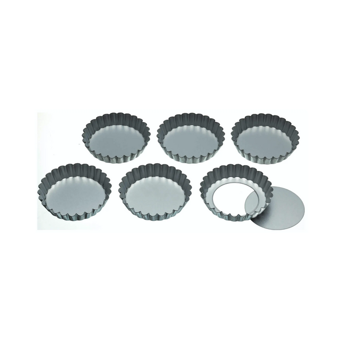 KitchenCraft Set of Six 10cm Loose Base Tart Tins