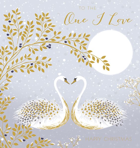 Art File 'One I Love' Swans Christmas Card