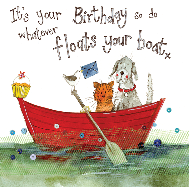Alex Clark Float Your Boat Cat & Dog Birthday Card