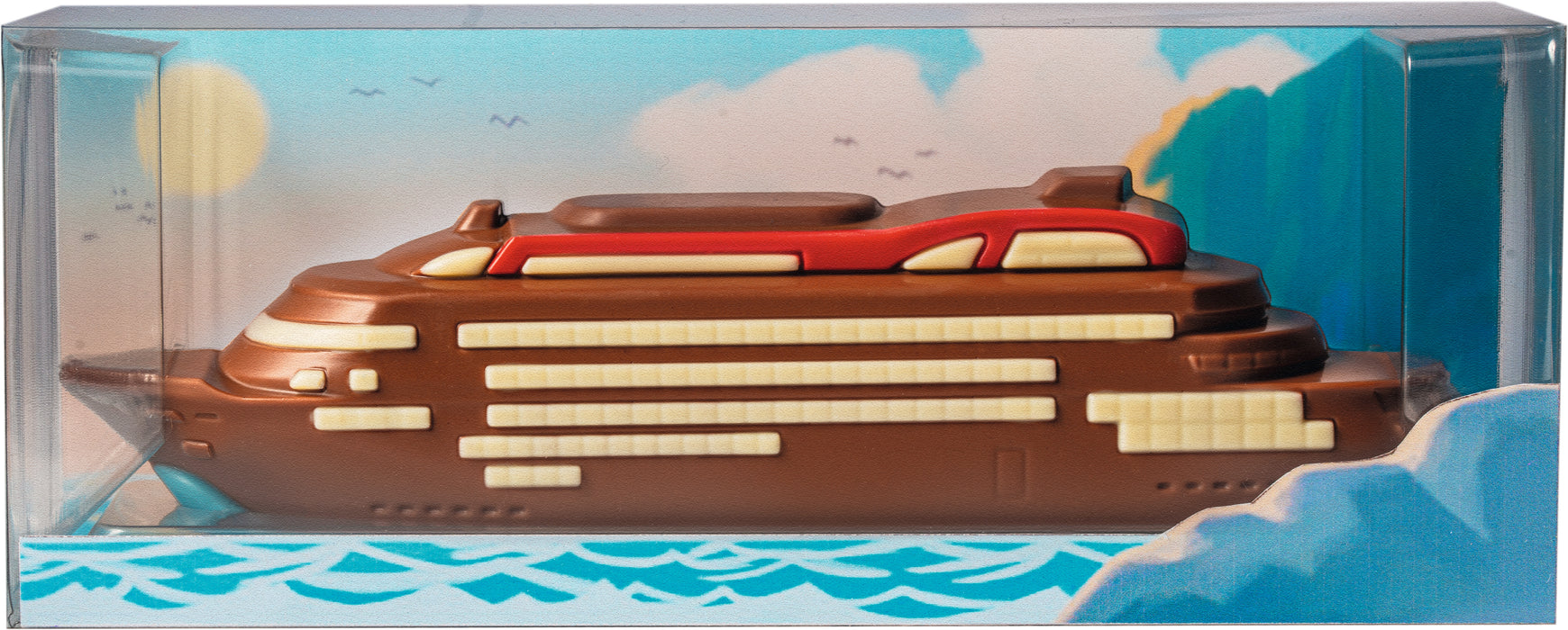 Decorated Hollow Milk Chocolate Cruise Ship in Gift Box