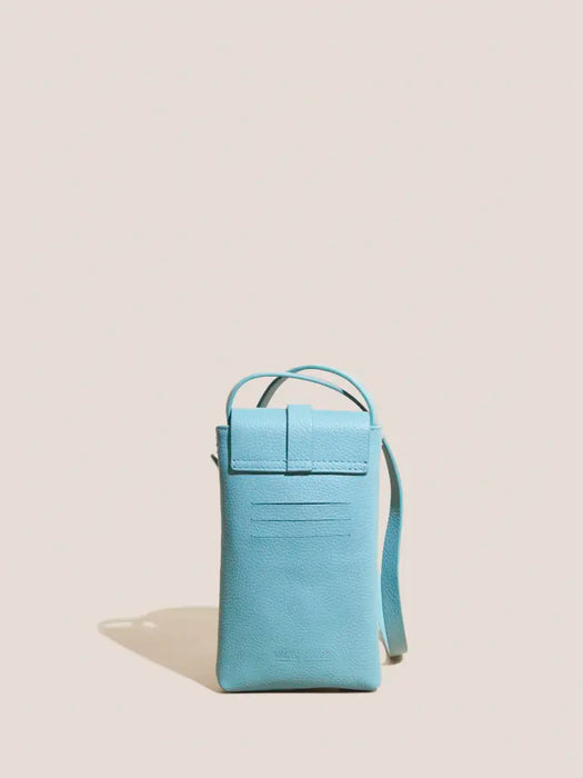 White Stuff Duck Egg Blue Clara Buckle Leather Phone Bag