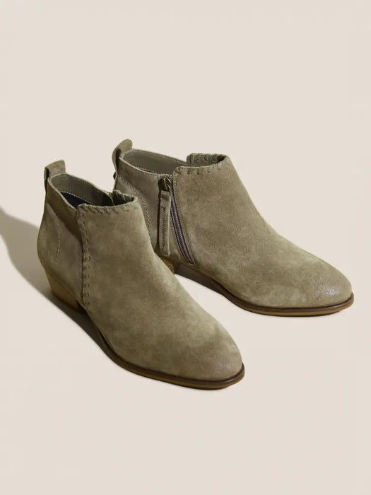 White Stuff Dusky Green Willow Suede Ankle Boot