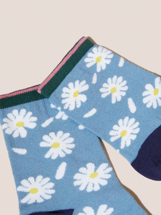 White Stuff Women's Teal Multi Falling Petal Daisy Sock