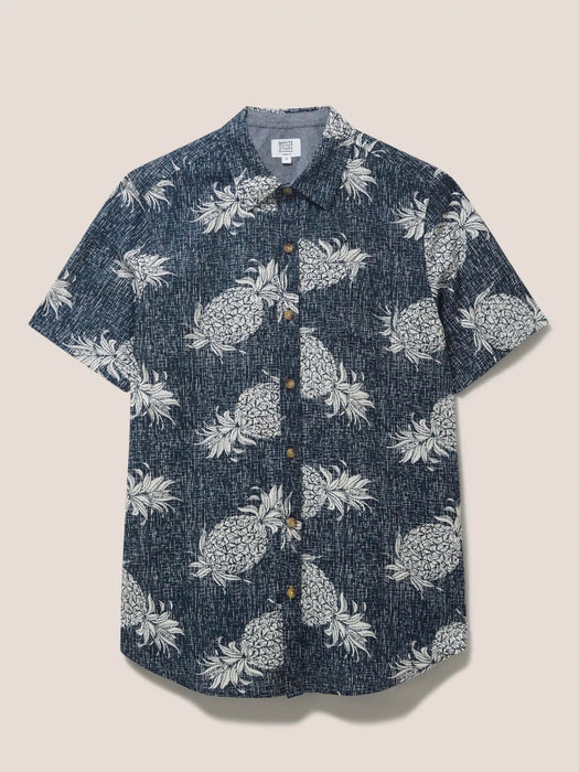 White Stuff Men's Dark Navy Penare Pineapple PR SS Shirt