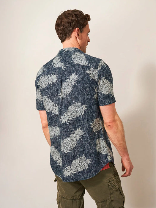 White Stuff Men's Dark Navy Penare Pineapple PR SS Shirt