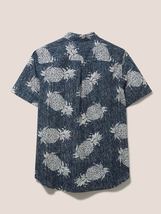 White Stuff Men's Dark Navy Penare Pineapple PR SS Shirt