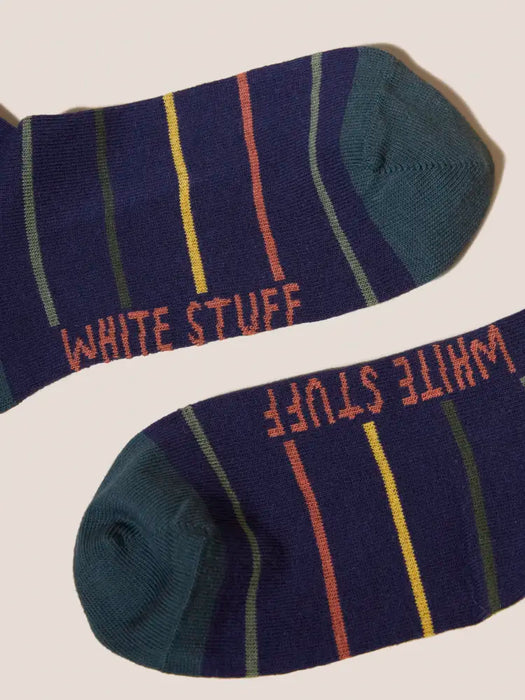 White Stuff Men's Navy Multi Stripe Sock