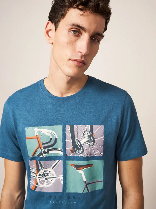White Stuff Mid Blue Fixed Gear Graphic Tee