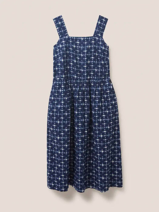 White Stuff Navy Multi Hazel Linen Dress