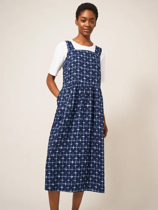 White Stuff Navy Multi Hazel Linen Dress