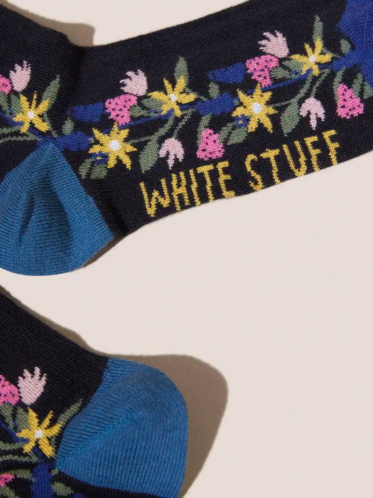White Stuff Women's Black Multi Placement Floral Sock
