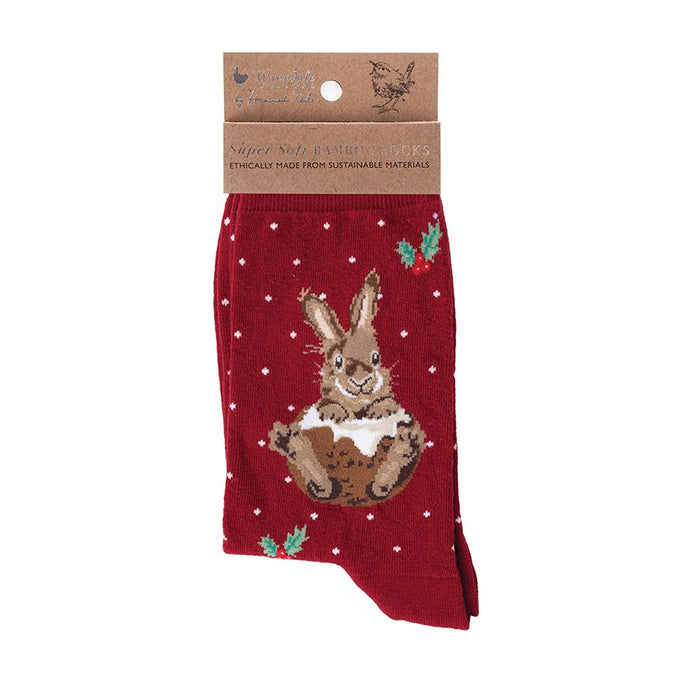 Wrendale 'Little Pudding' Rabbit Christmas Socks
