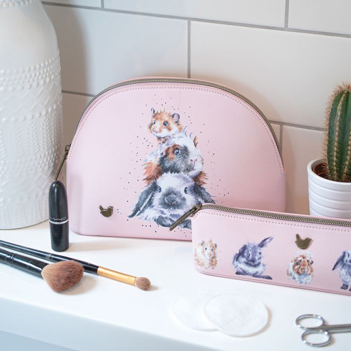 Wrendale Designs 'Piggy In The Middle' Guinea Pig  & Rabbit Medium Cosmetic Bag