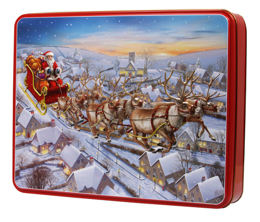 Large-Embossed-Santa-Sleigh-Tin with-Assorted-Biscuits