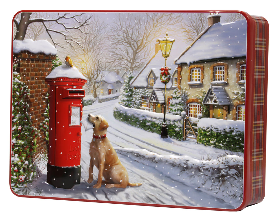 Christmas Postbox Tin Filled with Biscuits