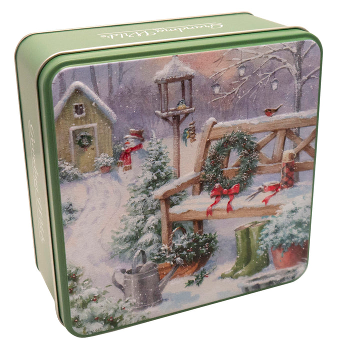 Winter Garden Embossed Tin Filled with Biscuits
