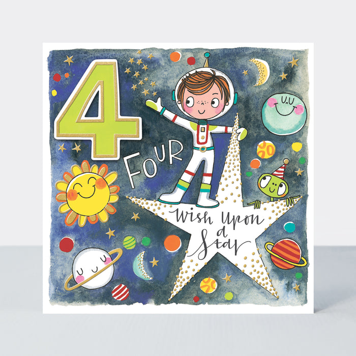 Rachel Ellen Birthday Card - Age 4 Boy Astronaut