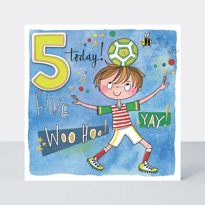 Rachel Ellen Birthday Card - Age 5 Boy Football