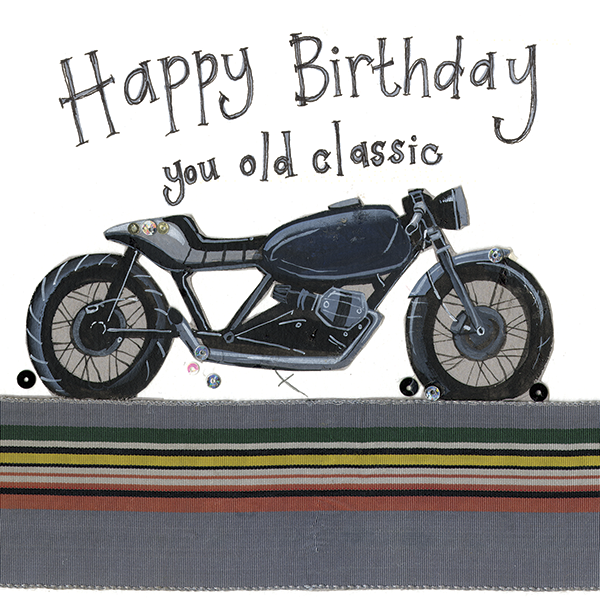 Alex Clark Old Classic Motorbike Birthday Card