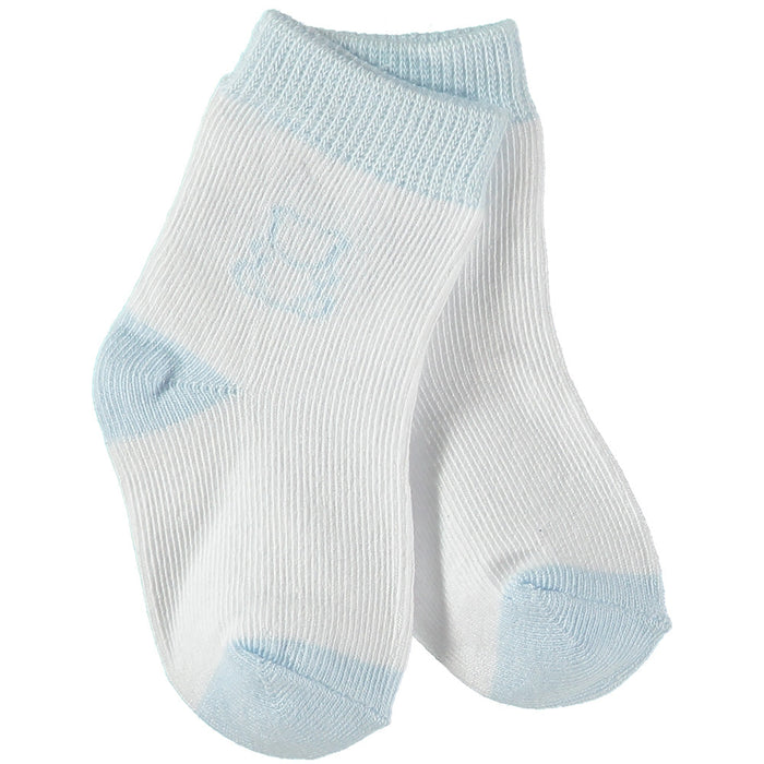 Emile et Rose Alpine Boys Socks Twin Pack, Pale Blue and White