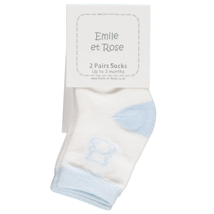 Emile et Rose Alpine Boys Socks Twin Pack, Pale Blue and White