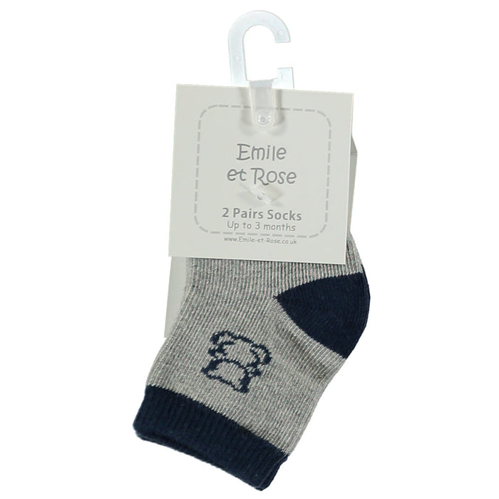 Emile et Rose Alpine Boys Socks Twin Pack, Navy and Grey