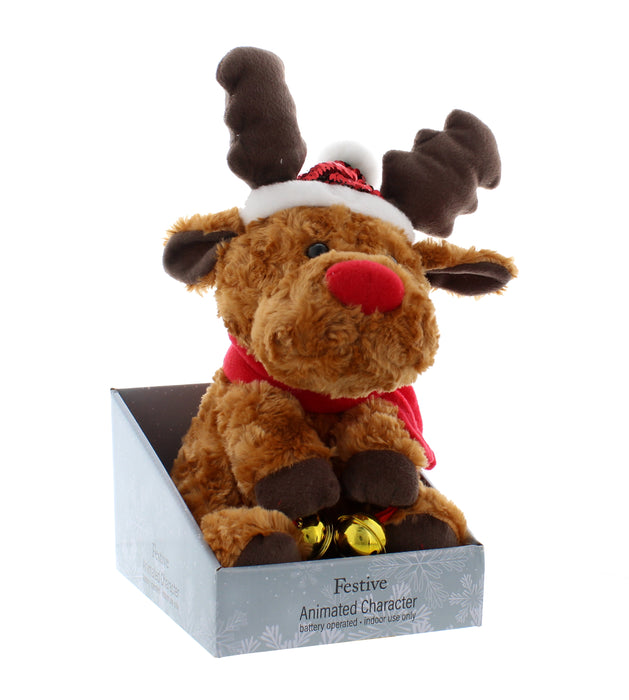 Animated 31cm Reindeer with Jingle Bells