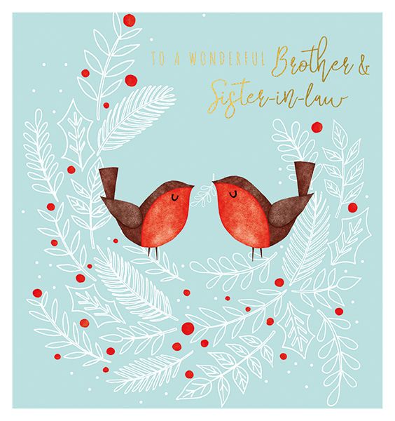 Art File Brother & Sister In Law Robins Christmas Card