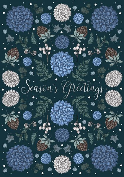 Art File Season's Greetings Dark Floral Christmas Card