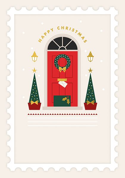 Art File Front Door Happy Christmas Card