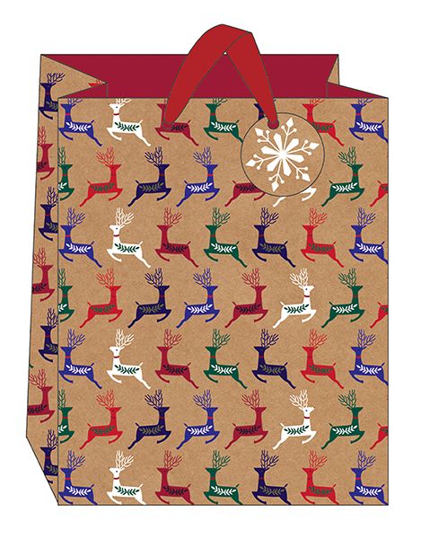 Art File Kraft Reindeer Large Gift Bag