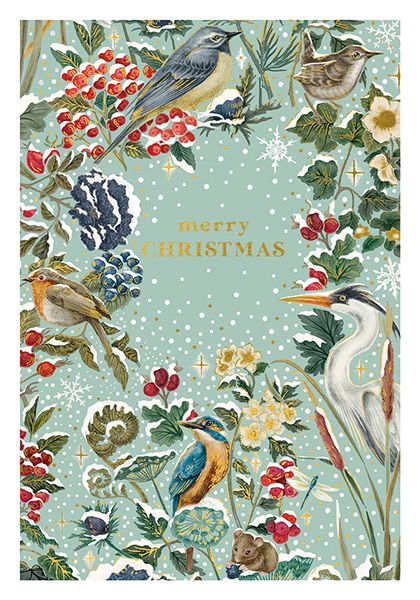 Art File Merry Christmas Birds Christmas Card