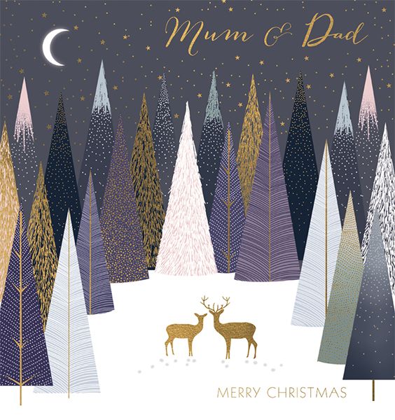Art File Mum & Dad Deer Forest Christmas Card