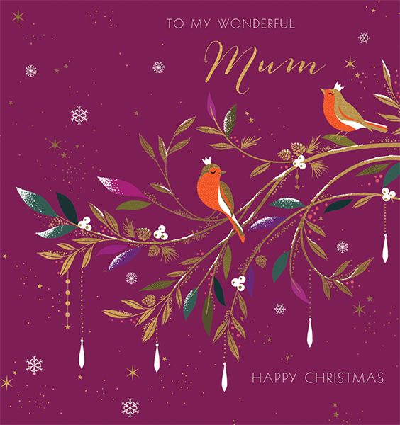Art File Mum Bird Foliage Christmas Card