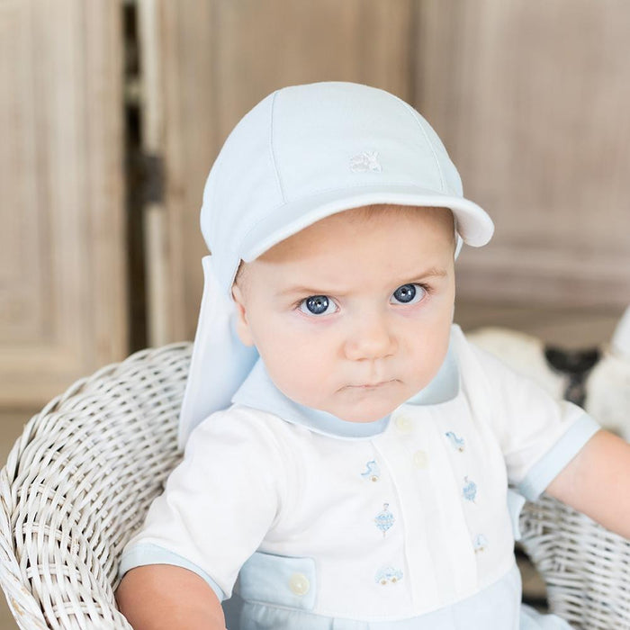 Emile et Rose Aspen Blue Baby Boys Sun Cap with Detachable Flap