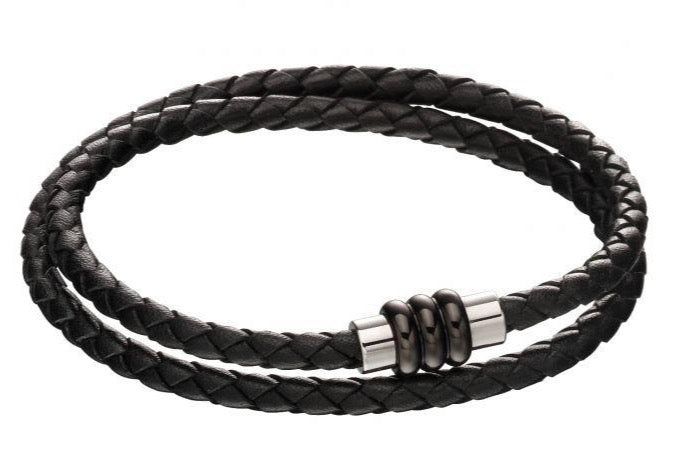 Fred Bennett Section Tube Clasp Black Knot Leather Bracelet