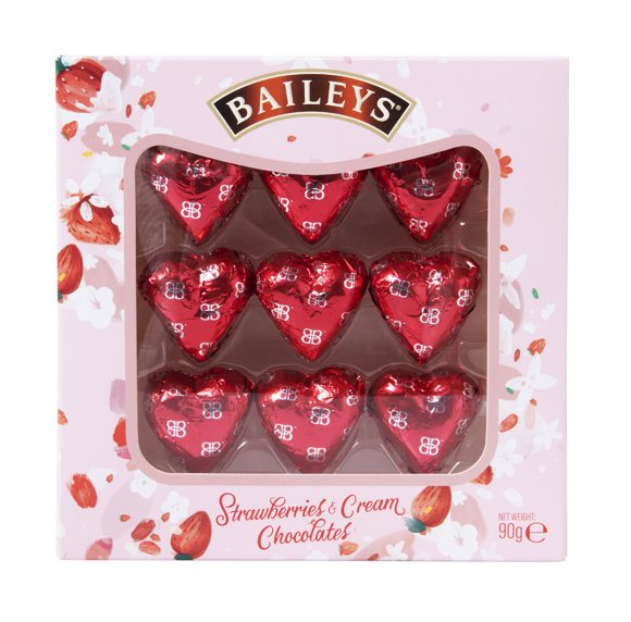 Baileys Strawberries & Cream Milk Chocolate Hearts