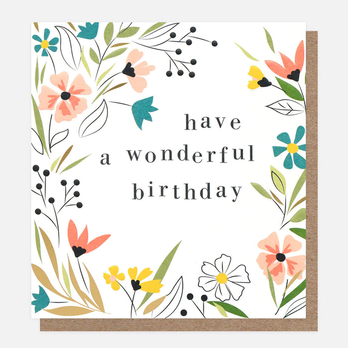 Caroline Gardner 'Have a Wonderful Birthday' Florals Birthday Card