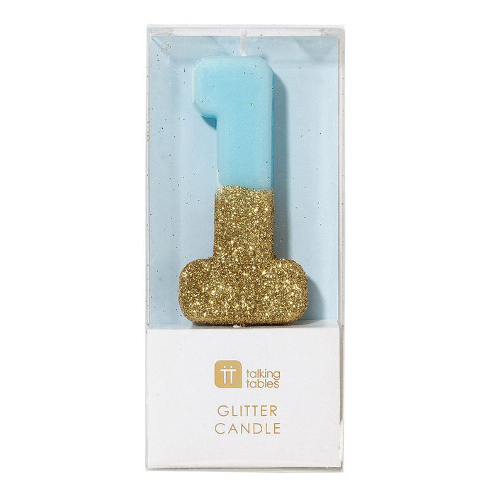 Talking Tables Blue Glitter Candle - 1