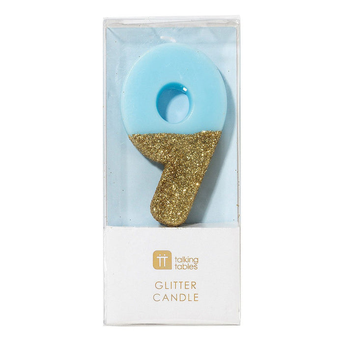 Talking Tables Blue Glitter Candle - 9
