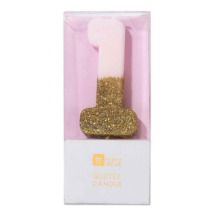 Talking Tables Pink Glitter Candle - 1