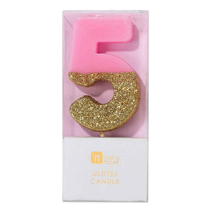 Talking Tables Pink Glitter Candle - 5