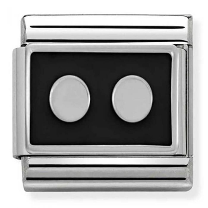 Nomination Classic Silver Plates Symbols Two Dots Black Charm