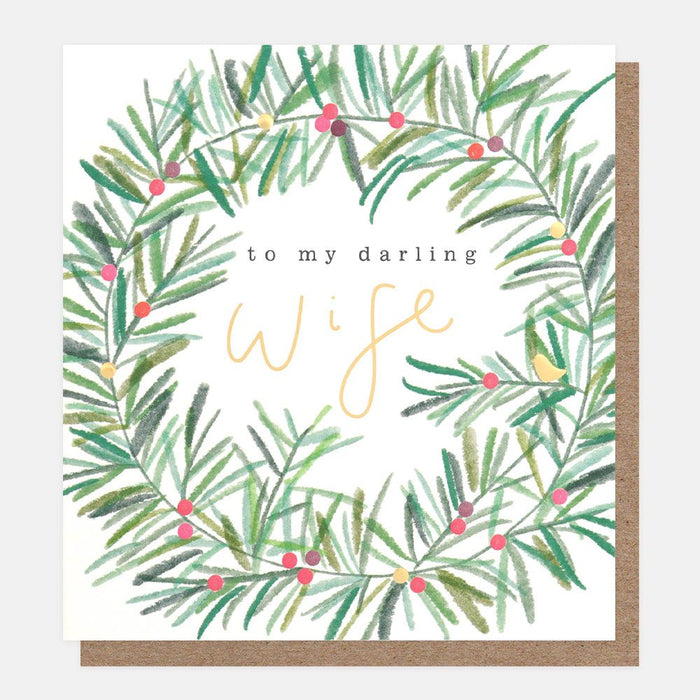 Caroline Gardner Christmas Card - Darling Wife Christmas Wreath