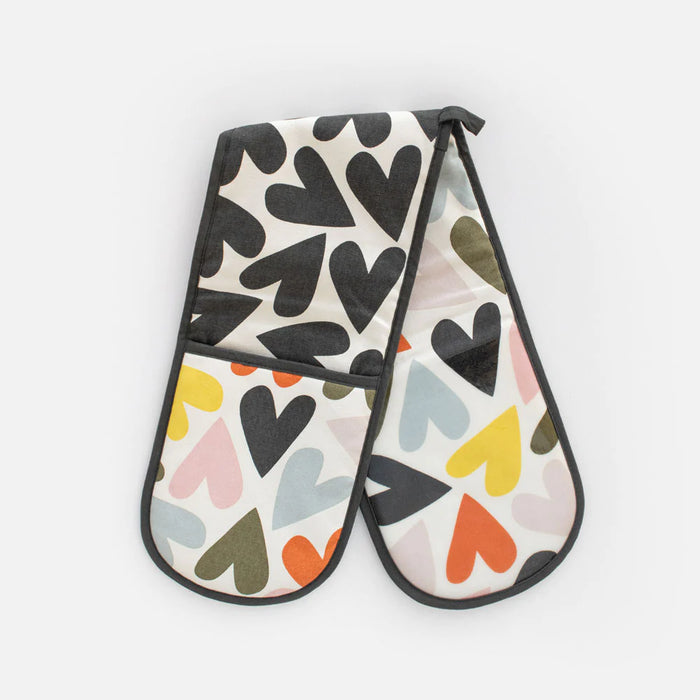 Caroline Gardner Multi Hearts Double Oven Glove