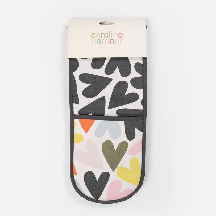 Caroline Gardner Multi Hearts Double Oven Glove