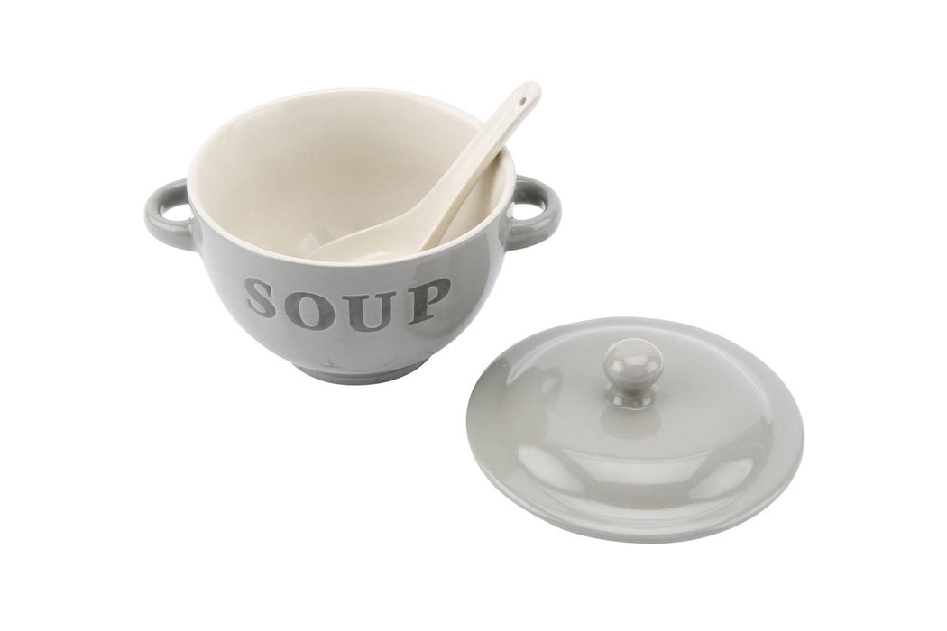 Grey 'Soup' Bowl and Spoon Set