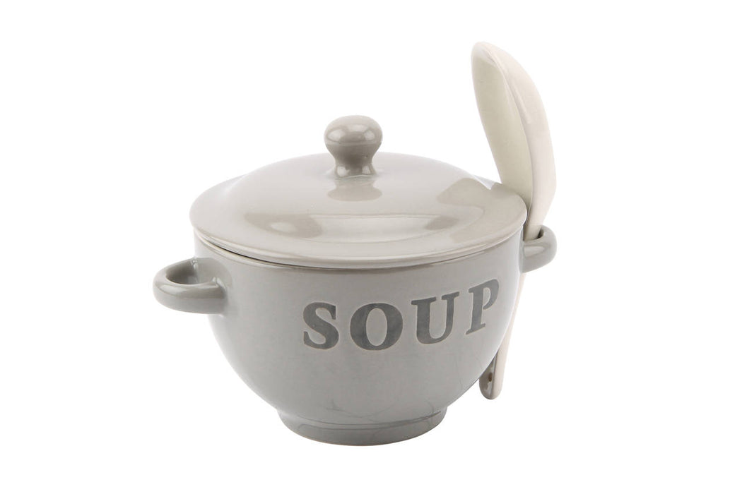 Grey 'Soup' Bowl and Spoon Set