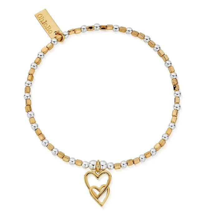 ChloBo Gold & Silver Interlocking Love Heart Bracelet